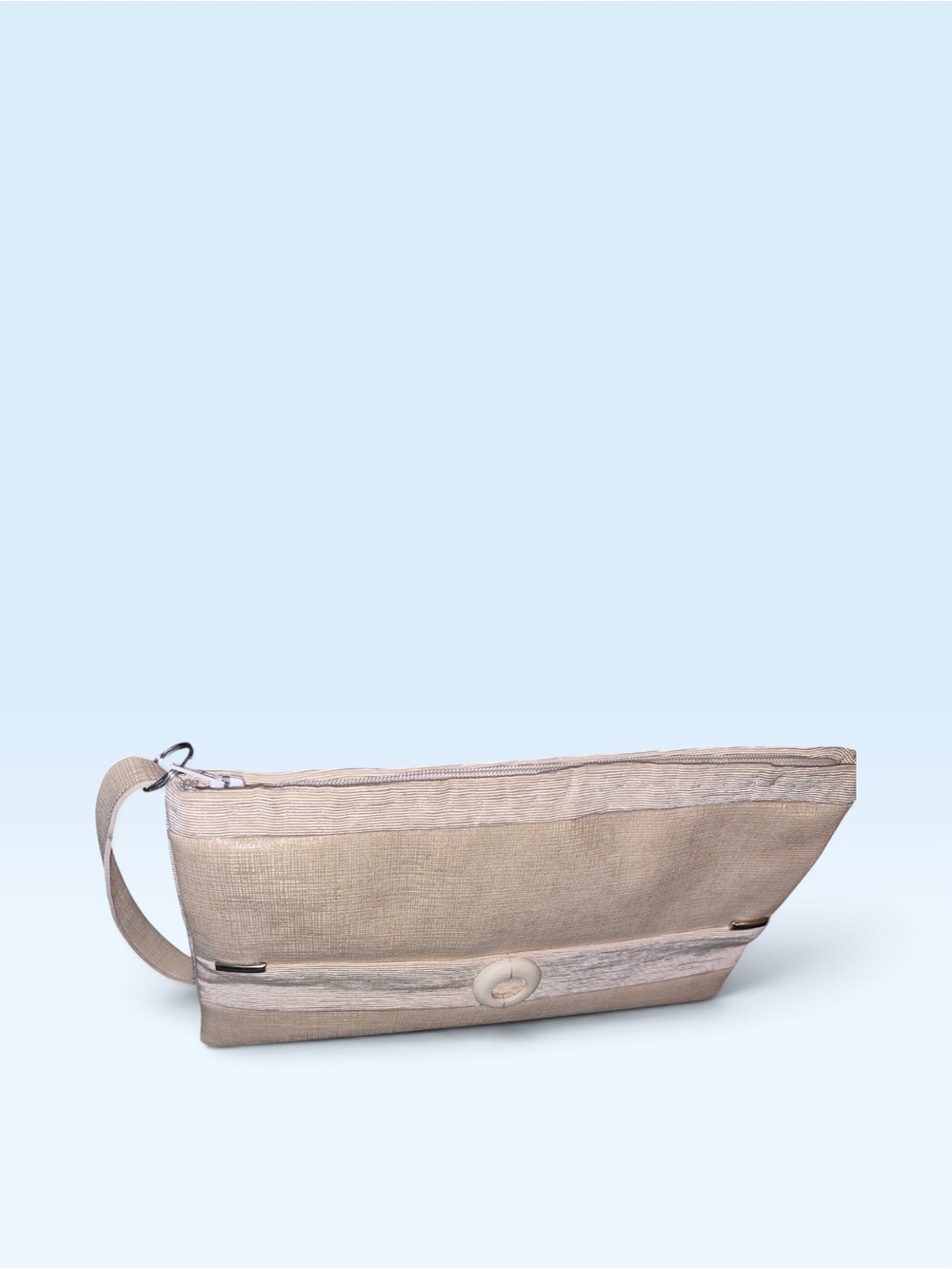 Maxine Lorenzo Neutral Beige Wristlet Clutch Bag